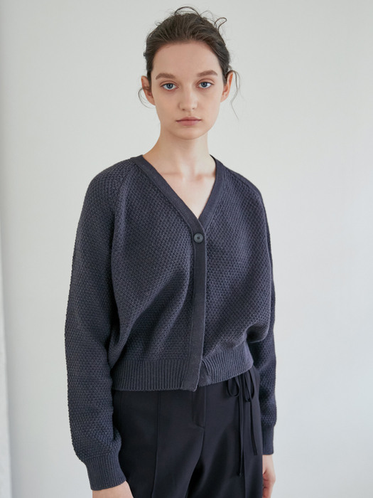 CASHMERE HIDDEN CARDIGAN_French charcoal