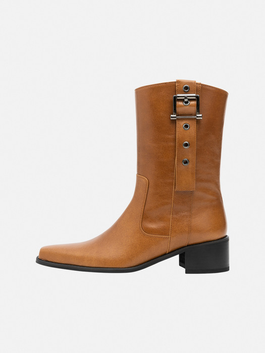 Belted middle boots -5colors