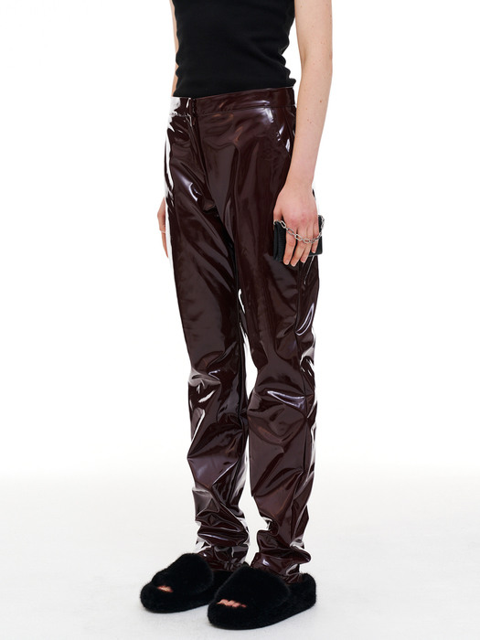 Glossy Leather pants Burgundy