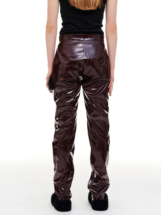 Glossy Leather pants Burgundy