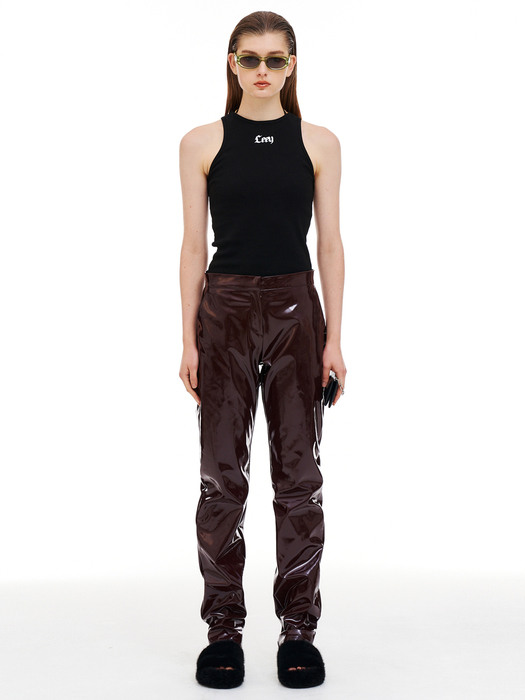 Glossy Leather pants Burgundy