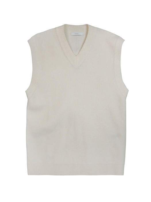 cashline V-neck knit vest(Ivory)
