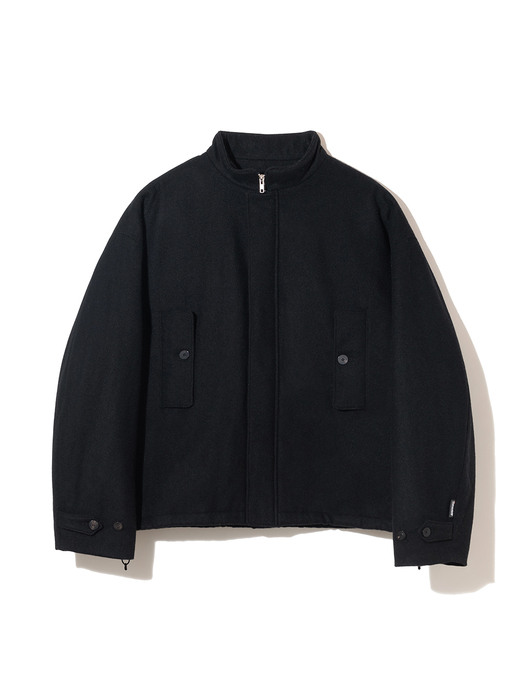 padded wool blouson black