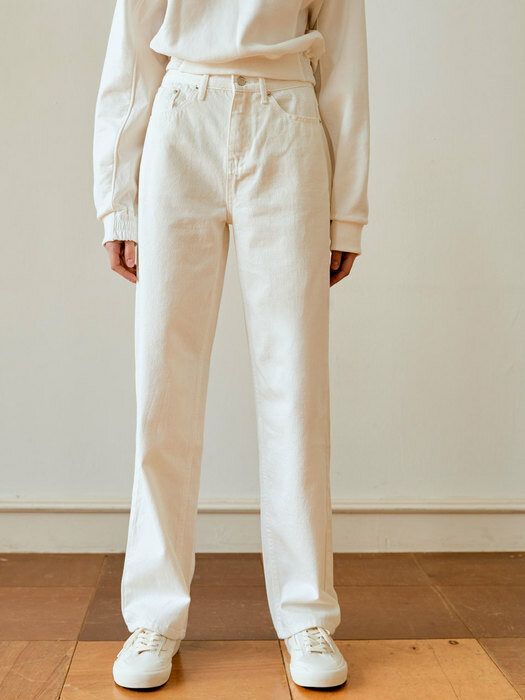 Straight white denim pants