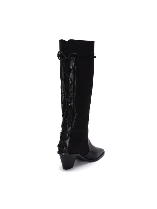 BACK RACE UP BOOTS IN BLACK