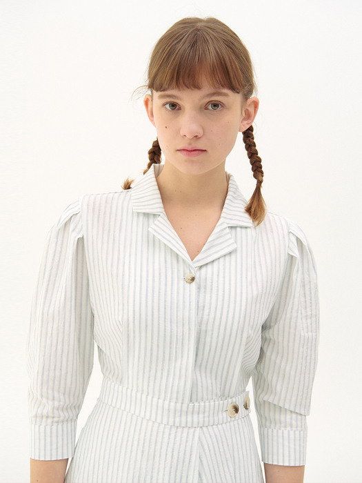 LMJ Button Wrap One-piece_striped white