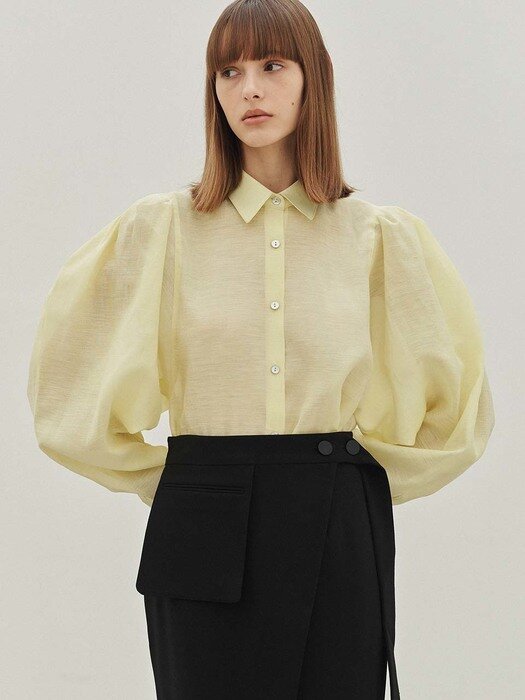 Myla Linen Puff Sleeve Shirt (Lemon)