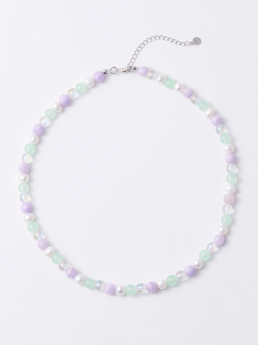 Estella Natural Pearl & Beaded Necklace (Purple)