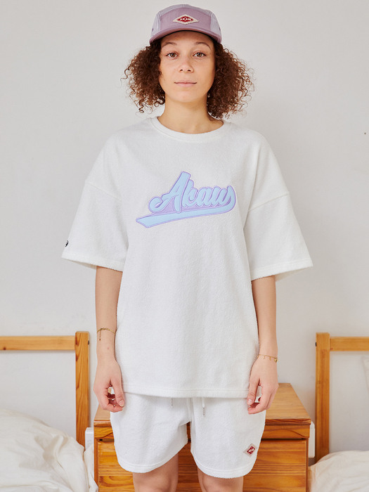아카우 오버핏 테리타올 티셔츠 화이트