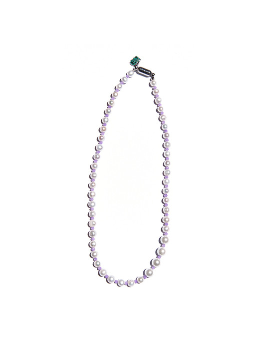 PURPLE RONDELLE BEADS PEARL NECKLACE #64