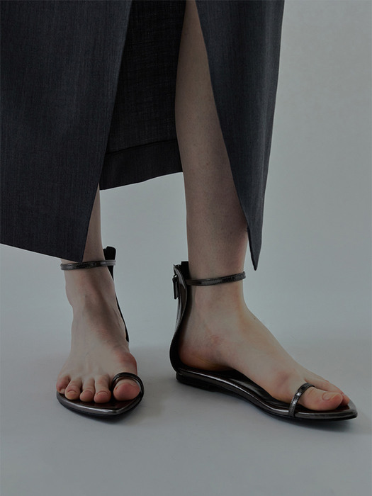 AMATA strap sandals_metallic silver