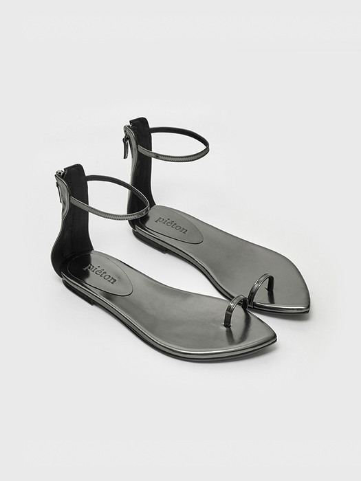 AMATA strap sandals_metallic silver