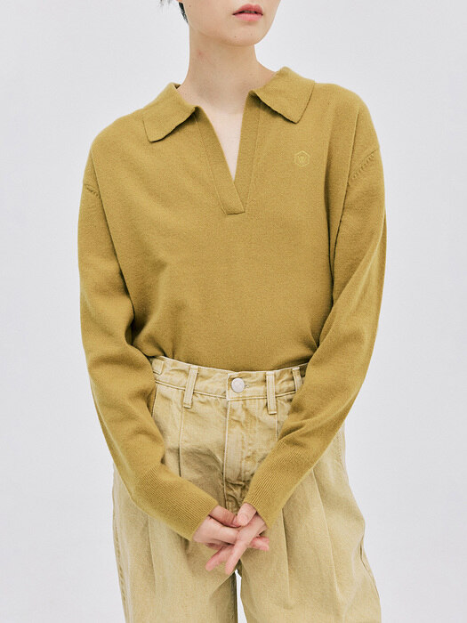 Cashmere Collar Knit_Olive