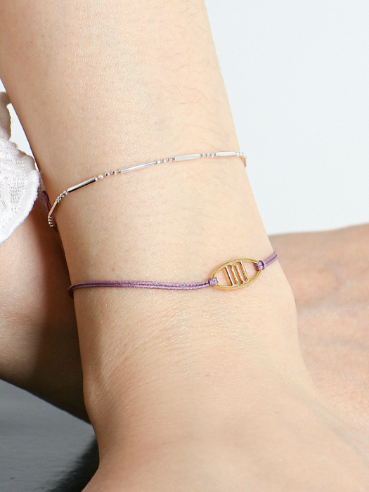 Uni Skinny Violet Cord Silver Bracelet Ib239 [Silver]