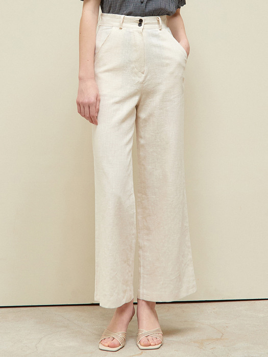 J732 linen wide pants (ivory)