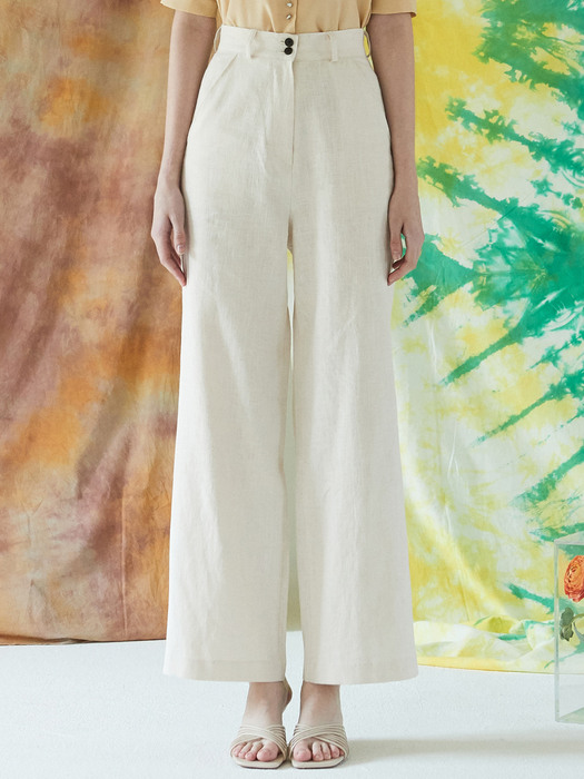 J732 linen wide pants (ivory)