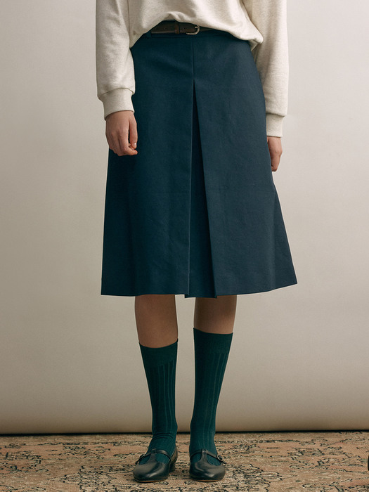 FENCHURCH A-line midi skirt (Camel/Navy)