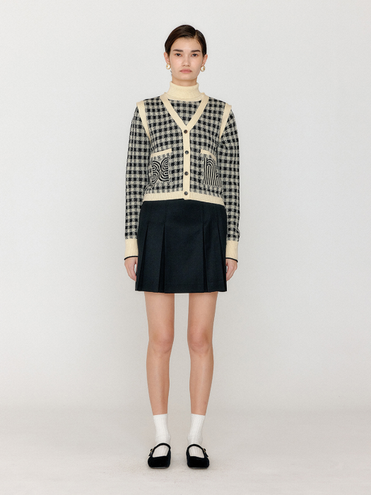 VITA Gingham Check Knit Vest - Black/Ivory