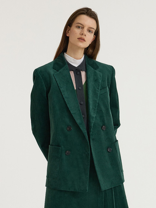 Corduroy Double-breasted Jacket_Green
