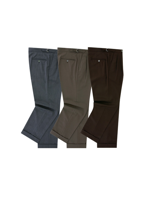 22FW Wool soft adjust 2Pleats Easy Trousers (Light Brown)