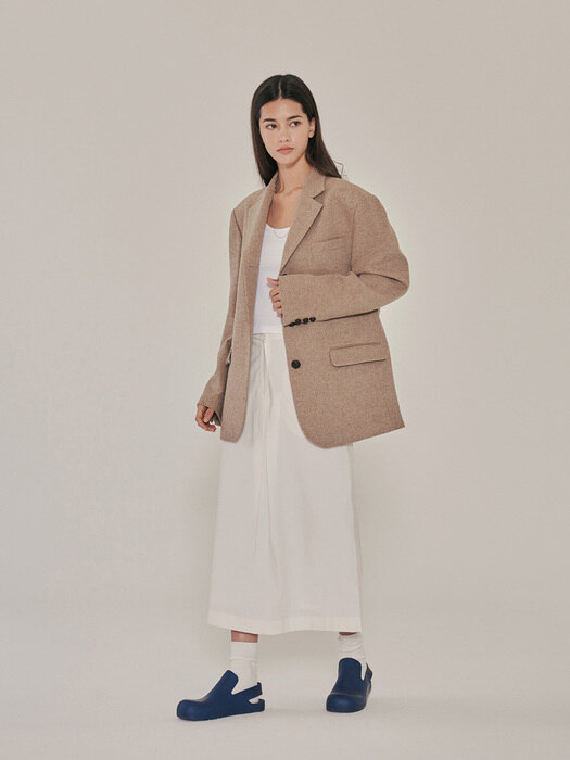 oversized classic button jacket (brown)