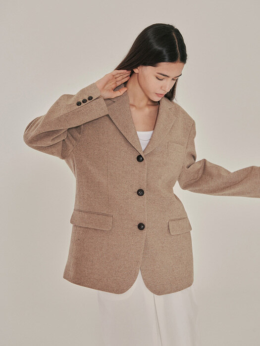 oversized classic button jacket (brown)