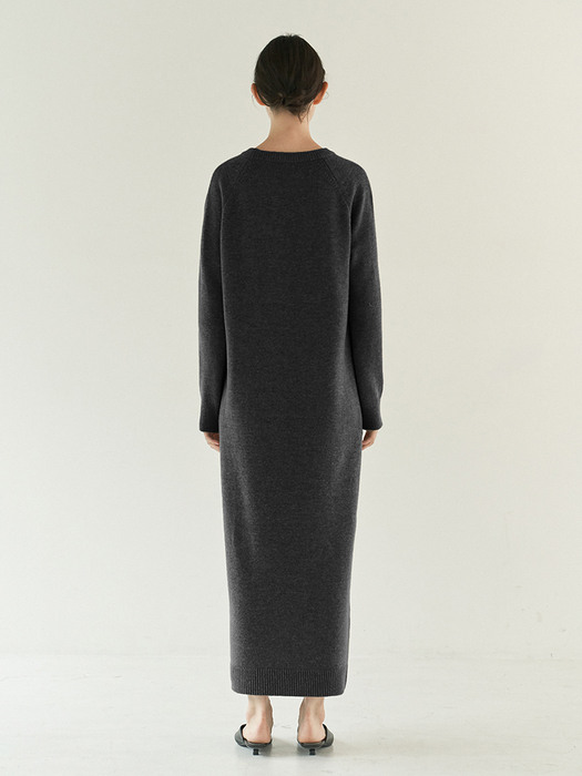  KNIT MAXI DRESS charcoal