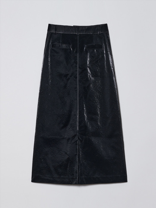 DIAGONAL X VICTORIA GLOSSY LEATHER SKIRT (black)