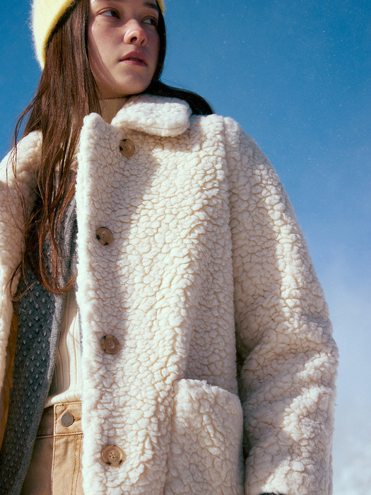 BRIXTON Eco shearing wool coat (Ivory)