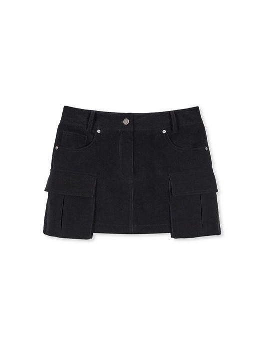 Corduroy Mini Skirt in Black VW2WS486-10