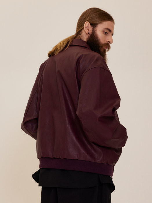 CB VEGAN LEATHER OVER JACKET (WINE)