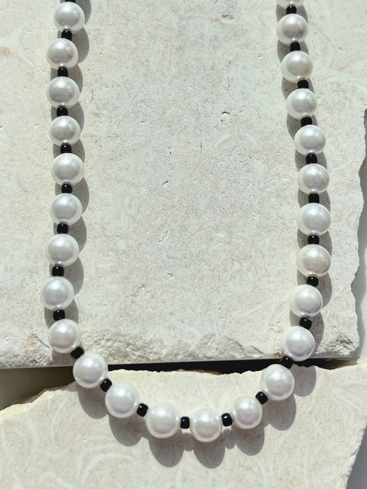 Black & Pearl Necklace (Silver925) 블랙 앤 진주 실버 목걸이