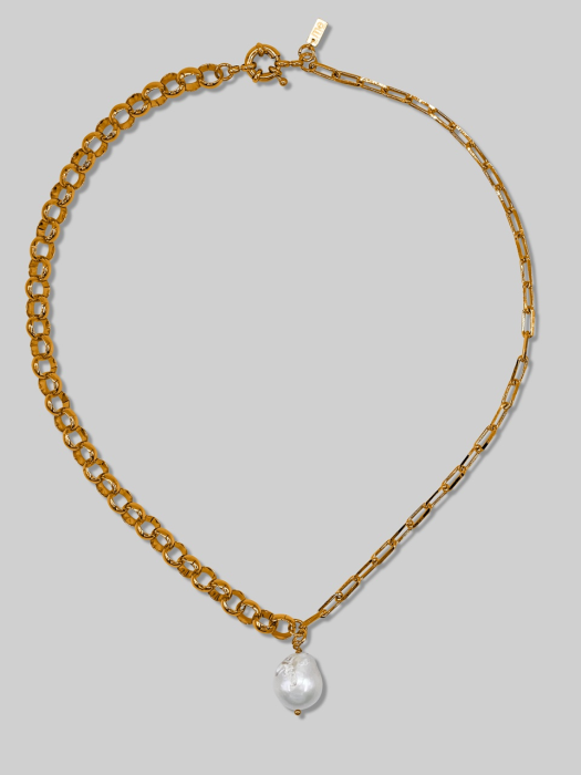 Baroque Pearl Pendant Chain Necklace
