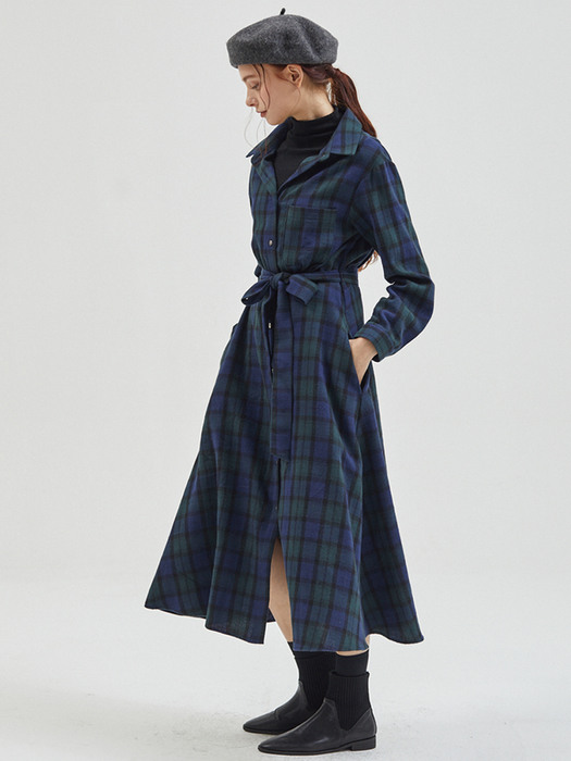 FW Check Shirt One-Piece Green