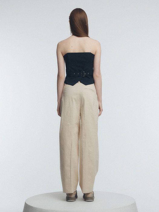Curve-seam Stitch Trouser, Ivory
