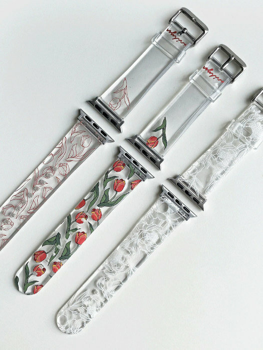 White Floral Drawing_Apple Watch Strap
