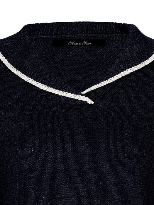 Marin Collar Knit Top Navy