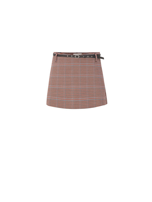 BELTED CHECK WRAP SHORTS_RED [U3S0P30624]