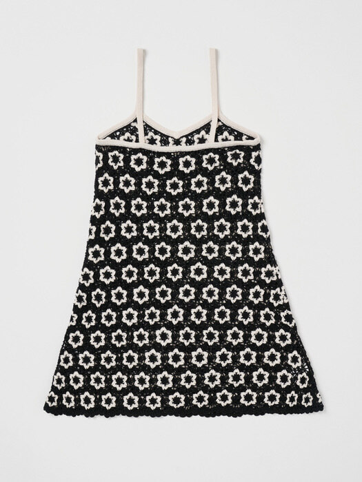 Via Floral handmade knit onepiece (Black)