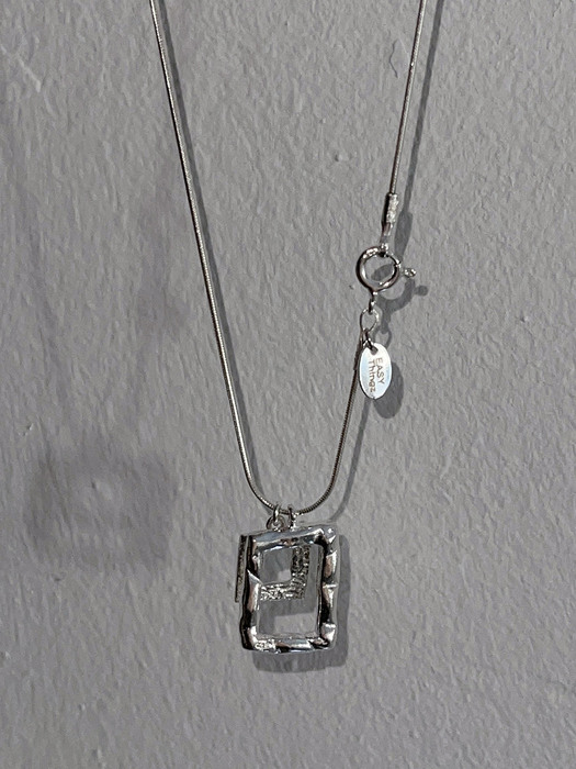 Silver Double Square Necklace