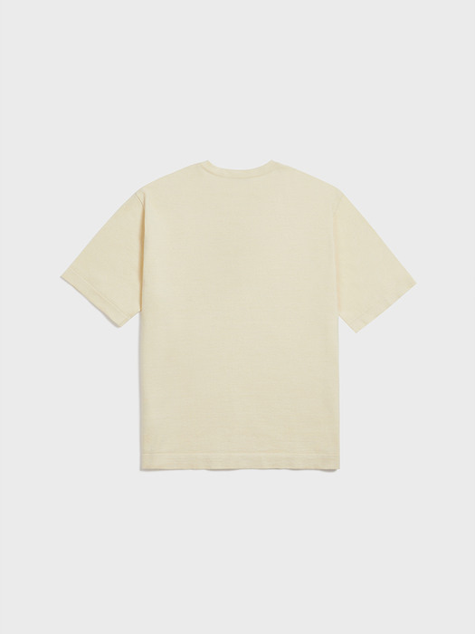 Butten Henley neck Knit T-shirt (Cream)