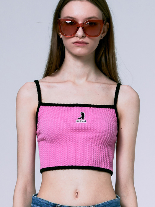 [WOMAN] CABLE JACQUARD TUBE TOP PINK
