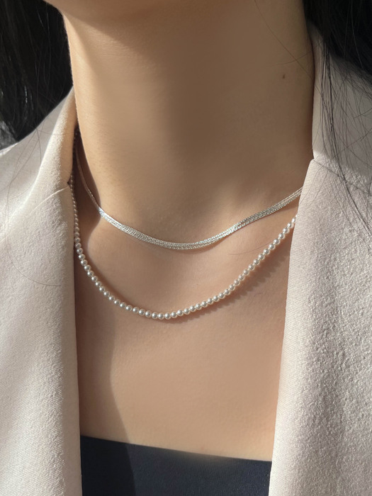 [92.5 silver]quinary spark silver necklace