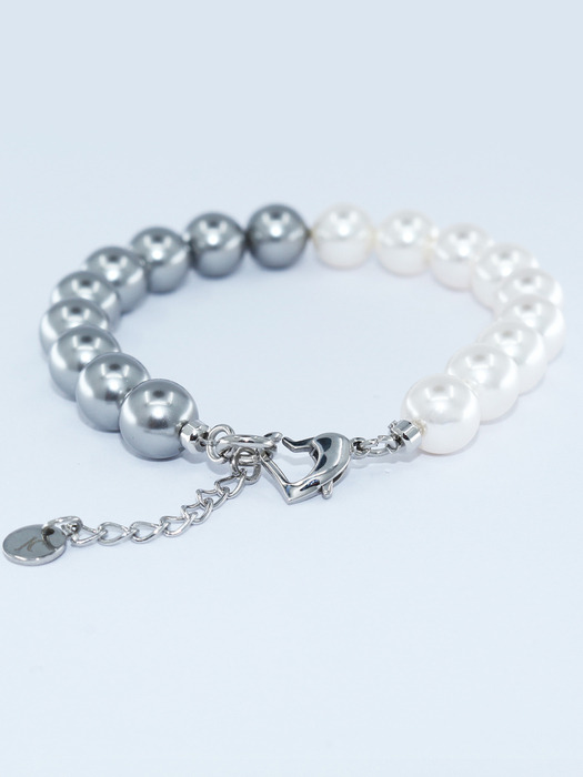 Half & Half Pearl Bracelet[White/Grey]