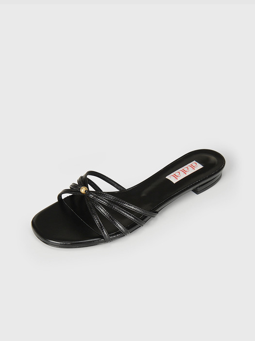 [AT23S09] dot strap slipper (BK)