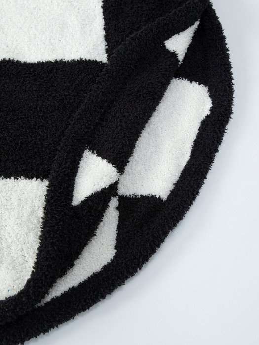 Checker Hooded Cape Towel Pancho_black