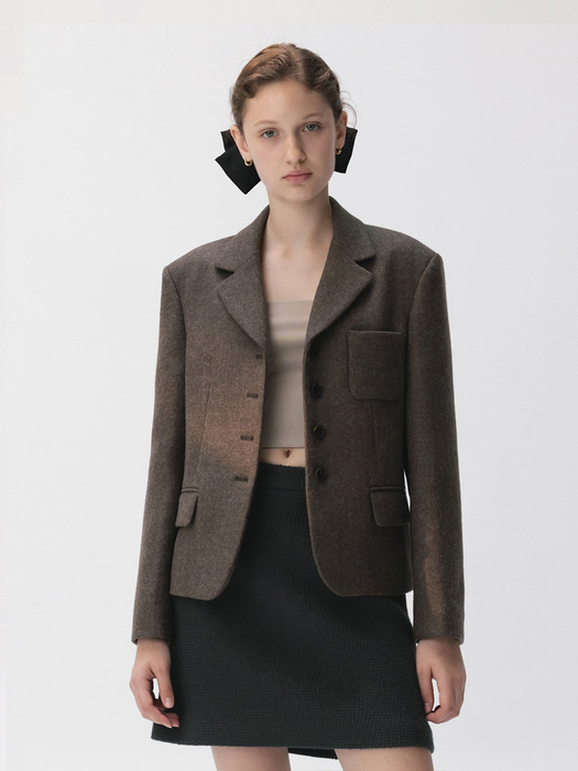 [제이에스엔와이]Melserge Tweed Jacket Khaki Brown (JWJA3F908W3) [W CONCEPT]