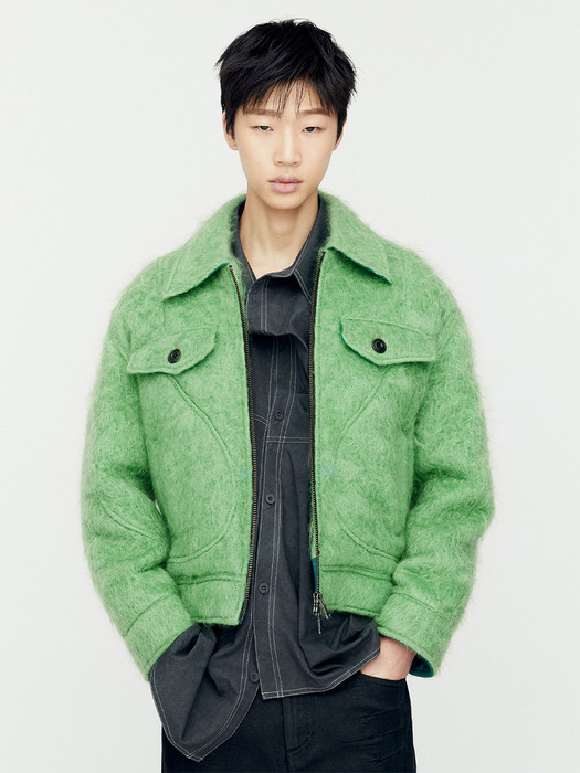 WADO SHAGGY WOOL JACKET awa577m(GREEN)