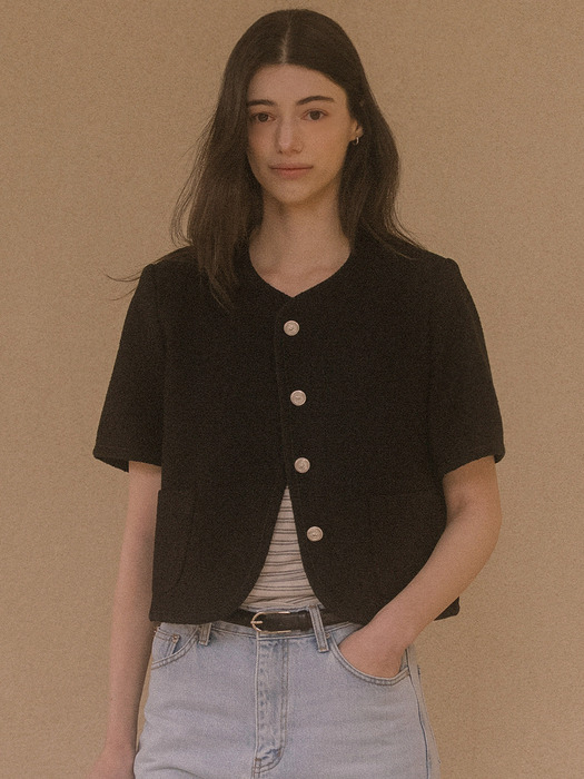 Haper line tweed jacket(Black)