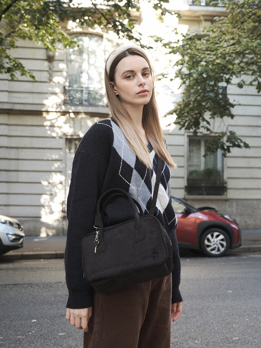 TWO-WAY SUEDE TOTE BAG_BLACK